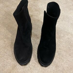 Women's Black Suede Ankle Boots Water Proof